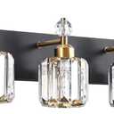 PRESDE Modern Crystal Black and Gold 6 Light Vanity Light Fixtures for Bathroom Over Mirror Bathroom Wall Light Fixtures