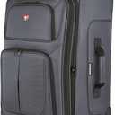 SWISSGEAR Sion Softside Expandable Spinner Luggage Durable Lightweight Travel Suitcase, Dark Grey, Checked-Medium 25-Inch