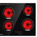 TOPWISH 24 Inch Electric Cooktop, 4 Burners Built-in Electric Stove Top Hot Plate, 6000W Drop-in Ceramic Cooktop Kitchen Stoves with Touch Control, Safety Lock, Timer, 220-240v (Hard Wired No Plug)