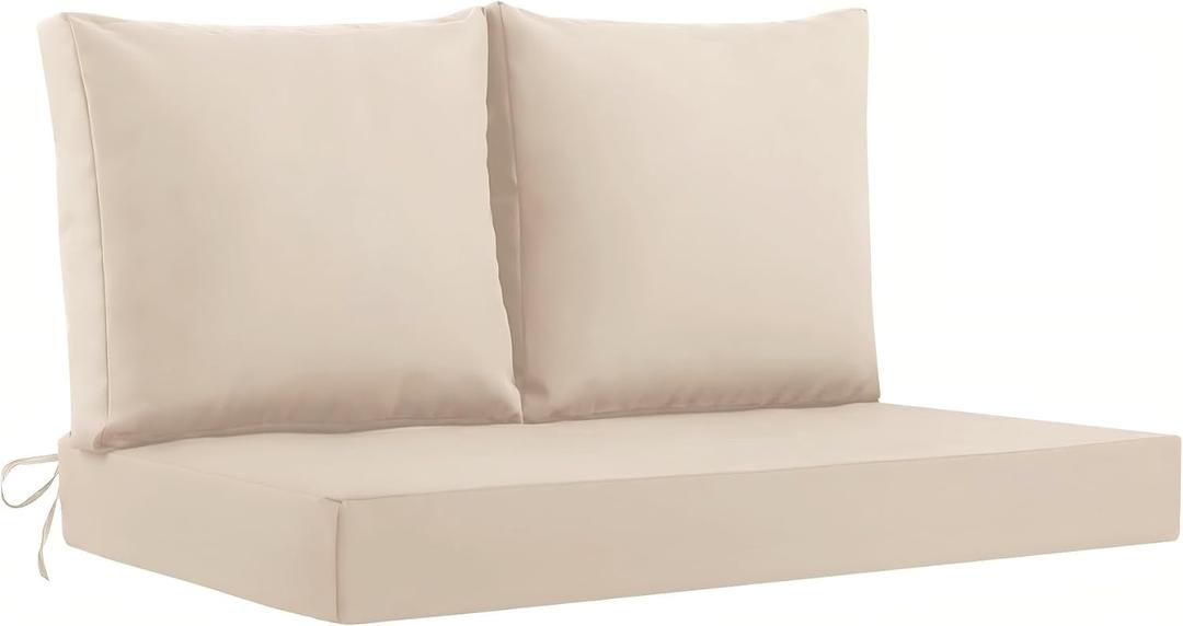 Outdoor Loveseat Cushions, 46×26×4 Inch, Waterproof, Beige