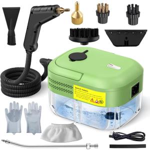 3BAR Steam Cleaner, 2200W Handheld Steam Cleaner whit 8 Accessories for Home Use, Fast Heat-Up in 12s, 1.2L Water Tank, Car-Portable Handheld Steamer for Cleaning Kitchen, Bathroom, Grout, Car (Green)