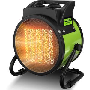 Gardtech Electric Space Heater for Indoor Use, Outdoor Heater with Overheat Protection, Fast Heat PTC Ceramic Portable Garage Heater for Workshop, Greenhouse (Green)