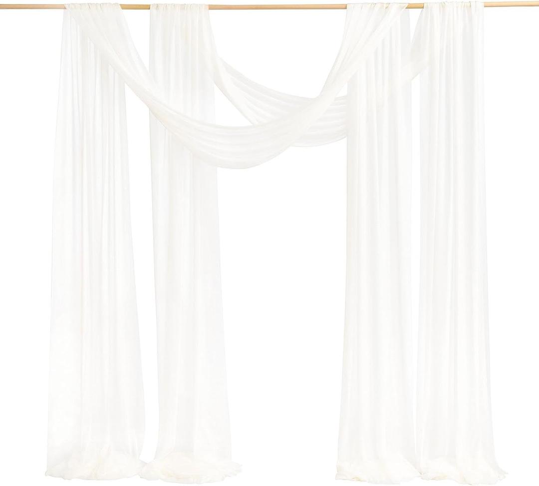 Ling's moment Wedding Arch Draping Fabric 2 Panels 32Ft x 30" Wrinkle-Free Wedding Arch Drapes Chiffon Fabric, White Curtain for Wedding Ceremony Reception Background Party Home Garden Decorations