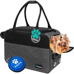 PetAmi Dog Purse Carrier for Small Dogs, Airline Approved Soft Sided Pet Carrier with Pockets, Ventilated Dog Carrying Bag for Puppy Cat, Dog Travel Supplies Bag, Sherpa Bed, Max 12 lbs, Dark Gray