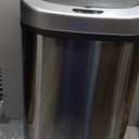 Amazon Basics Automatic Trash Can with Lid, Hands-Free, Stainless Steel, D-Shaped 80 l, 2 Bins