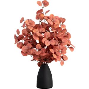 Nearly Natural 29-in Artificial Autumn Eucalyptus Arrangement in Decorative Black Vase, Faux Eucalyptus Plant Arrangement for Home & Office Dcor