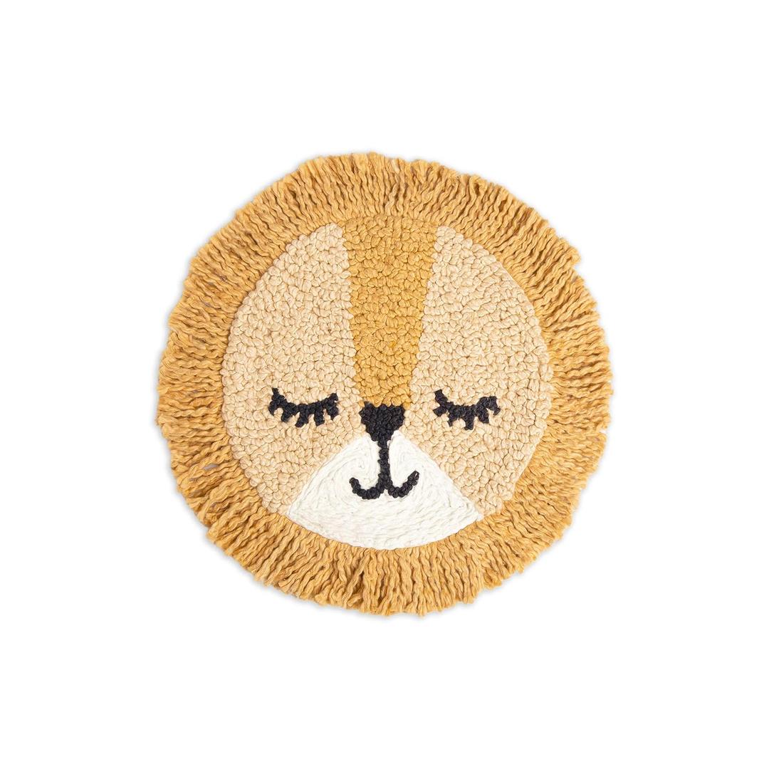 Crane Baby Safari Lion Pillow Nursery Decor, Decorative Round Animal Pillow for Nursery and Toddler Rooms, Lion, 12" x 12", Insert Included