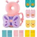 JunNeng Toddler Baby Head Protector Backpack for Toddler Walker with Knee Pads&Anti-Slip Socks, Butterfly