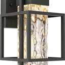 PARTPHONER Modern Outdoor Light Fixture Dusk to Dawn Outdoor Lighting, 15" H Exterior Wall Sconce Waterproof Porch Light, Outside Light for House with Water Glass for Garage Doorway(Bulb Included) (Black)