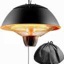 Electric Outdoor Heater, 1500W Hanging Ceiling Mounted Infrared Patio Heater for Outdoor Use, Waterproof Electric Heater for Porch, Balcony, Garage, Adjustable Height, Black