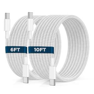 USB C to USB C Cable 6FT+10FT 2Pack 60W iPhone 16 15 Charger Cord Long Type C to C Cable Fast Charging for Apple iPhone 16 15/Pro/Pro Max/Plus/iPad Pro Air/MacBook/Air/Mini/Samsung Galaxy S24/S23