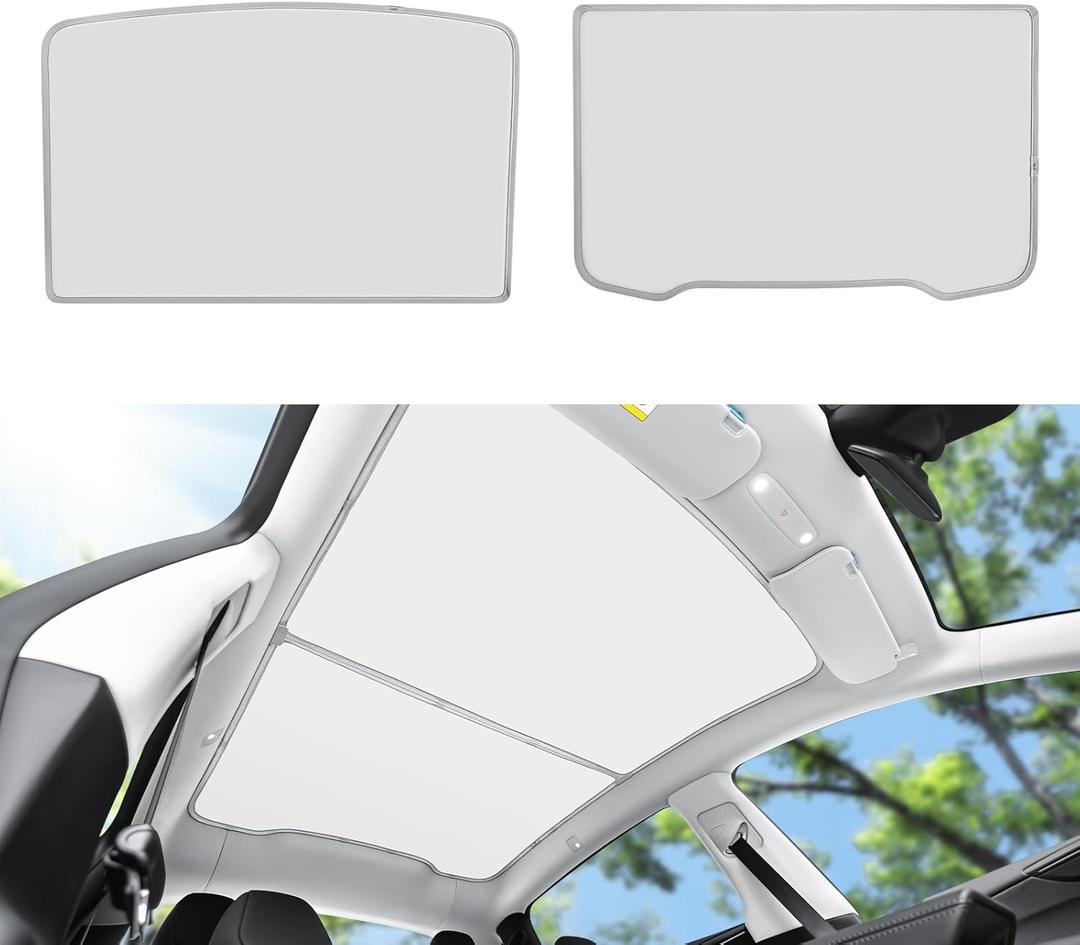 Roof Sunshades for 2026 Tesla Model Y Juniper, Upgraded Sunroof Shade Sunshade Roof Sun Shade for 2025-2026 New Model Y Juniper (Launch Series) Accessories(Ice White)_16Pcs Clips