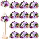 Hotop 12 Pcs Artificial Rose Flower Balls for Centerpieces, Silk Roses Kissing Balls Romantic Faux Floral Arrangements for Engagement Wedding Home Decor (Fantasy Violet)