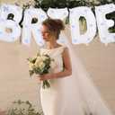 White Bride Balloons 40 inch with Ribbon Bows for Bridal Shower Bride to Be Bachelorette Party Decorations Wedding Engagement Party Dcor (Blue)