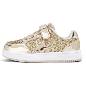 LUCKY STEP Kid's Glitter Walking Shoes Shiny Sparkly Sequins Fashion Sneakers Hook and Loop Athletic Unisex-Child Casual Running for Children/Boys/Girls (3 Little Kid)