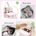 Wandering Nature Standing Makeup Bag for Travel, Portable Fold-down Cosmetic Organizer, Puffer Open Make Up Pouch with Handle & Divider & Brush Holder, Easy Clean Toiletry Bag with EVA Lining