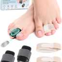 2 Pcs Hammer Toe Straightener with Aluminum Plate Support and 2Pcs Adjustable Broken Toe Splints Support Wraps for Women & Men, Hammer Toe Corrector Relief for Hammer, Curled, Bent, Broken Support (Medium) (Large)