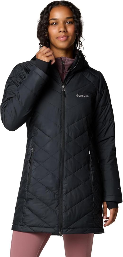 Columbia Womens Heavenly Long Hooded Jacket (1X, Black)