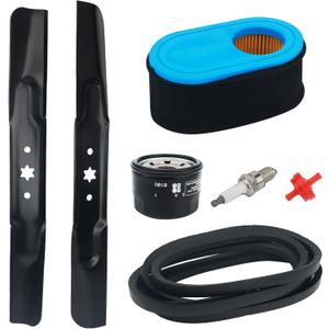 42" Deck Mower Tune Up Kit Compatible with Troy-Bilt TB42/Bronco/Pony 42 Craftsman T1000/T1200/LT1500 Huskee LT4200 942-04308 954-04060C 951-12260 with Blades, Belt,Air Filter,Oil Filter