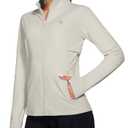 baleaf Running Jacket for Women Fleece Winter Water Resistant Full Zip Cold Weather Gear Thermal Cycling Workout Jackets Oatmeal Pink L