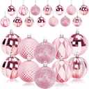 JULMELON 24PCS Large Christmas Balls Ornaments,60mm/2.4 in Shatterproof Plastic Decorative Xmas Tree Ornaments, Assorted Christmas Ball Ornaments for Wedding Mothers Day Party Decorations (Pink)