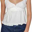 Women Fairy Grunge Y2k Shirts Square Neck Lace Patchwork Tops Vintage Goth Aesthetic Tank Tops (White, S)