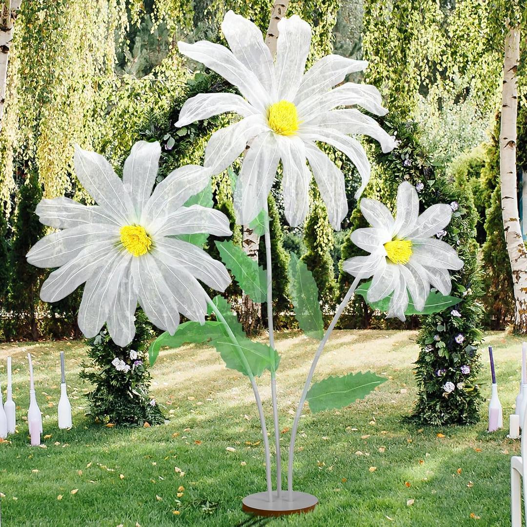 Giegxin Large Daisy Flowers Artificial 5.9 ft Giant Silk Flowers Decoration Spring Big Daisy Decor with Stand for Birthday Party Garden Office Home Wedding Graduation Display