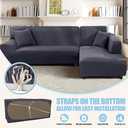 Sectional Couch Covers L Shape Sofa Covers Super Stretch 2pcs Sofa Slipcovers for 3 + 3 Seaters Sectional Chaise Slipcover with 2pcs Pillow Covers for Pets Kids, Dark Grey