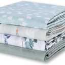 Little Grape Land Muslin Swaddle Blankets 47''x47'' 4 Pack, 100% Cotton Large Size Baby Swaddles for Newborn, Soft Breathable Baby Blankets for Newborns, Green