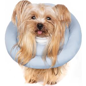 Comfortable Adjustable Soft Dog Cone Alternative After Surgery - Elizabethan Donut Collar for Cats, Medium Dogs and Small Dogs (L(Neck Girth:6.9-14.5" Height:7.0-8.5"), BLUE)