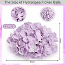 Hydrangea Flower Balls for Centerpieces - 12 PCS Artificial Floral Arrangement with Base, 8 Inch Diameter Fake Silk Kissing Ball for Wedding Table Home Party Decor - Lilac