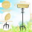 Bird Bath for Outside,40In Freestanding Birdbath with Stable Metal Stake, Rustproof Easy Clean Plastic Bowl for Garden Patio Yard Lawn Decor (Beige)