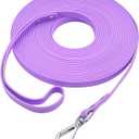 Dog Training Long Leash Waterproof Long Line Heavy Duty Outdoor Recall Lead 10ft 15ft 20ft 30ft 50ft for Small Medium Large Dog (Light Purple, 30FT)