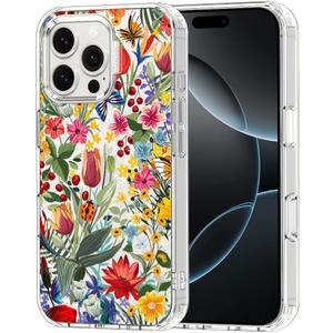 MOSNOVO for iPhone 16 Pro Max Case | Military Grade 6.6ft Drop Tested | Clear with in The Garden Design
