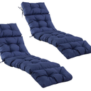 2 Pcs Chaise Lounge Cushions Outdoor,Waterproof & Fade Resistant Patio Lounge Chair Cushions for Outdoor Furniture, Chaise Cushion with Ties for Pool, Lawn and Beach, 75.1x22.8x4.7 Inch, Navy Blue