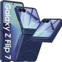 Vizvera for Samsung Galaxy Z Flip 7 Case with Hinge Protection, Built-in Screen Protector Shockproof All-Inclusive Phone Cover for Z Flip 7-Blue