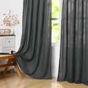 FRAMICS Linen Curtains for Living Room Farmhouse Curtains for Bedroom Grey Window Curtain Boho Crochet Drapes 84 Inch Length 2 Panels Set Light Filtering Rod Pocket Window Treatment