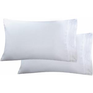 Elegant Comfort Luxury Ultra-Soft 2-Piece Pillowcase Set - 1500 Premium Hotel Quality Microfiber Double Brushed - Wrinkle Resistant, Standard/Queen, White