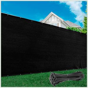 ColourTree Plus Fence Privacy Screen Mesh Cover, Commercial Grade 220 GSM,Heavy Duty Perfect for Outdoor Back Yard (6' x 50', Black)