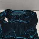 xxxiticat Women's Puff Sleeve Velvet Dress Long Lantern Sleeve V Neck Button Ruffle Pleated Single Breasted Maxi Party Dress Dark Green S