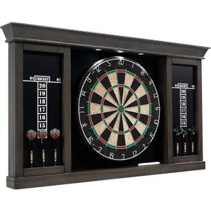 Barrington Dartboard Multiple Styles Pre-Assembled Wood Dartboard Cabinet Collection with 18 Bristle Dartboard & Steel Tip Dart Set, Perfect for Cricket Games