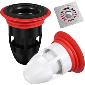 NOLITOY 2pcs Shower Floor Drain Backflow Preventer, Waste Water Drainer Valve Sewer Core Plug Gas Sealer for Kitchen Bathroom (Black, White)