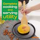 Riveira Brown Bamboo Wooden Cooking Utensils Set of 6 Natural Bamboo Wooden Spoons, Spatula, Non-Toxic, Heat-Resistant, Eco-Friendly