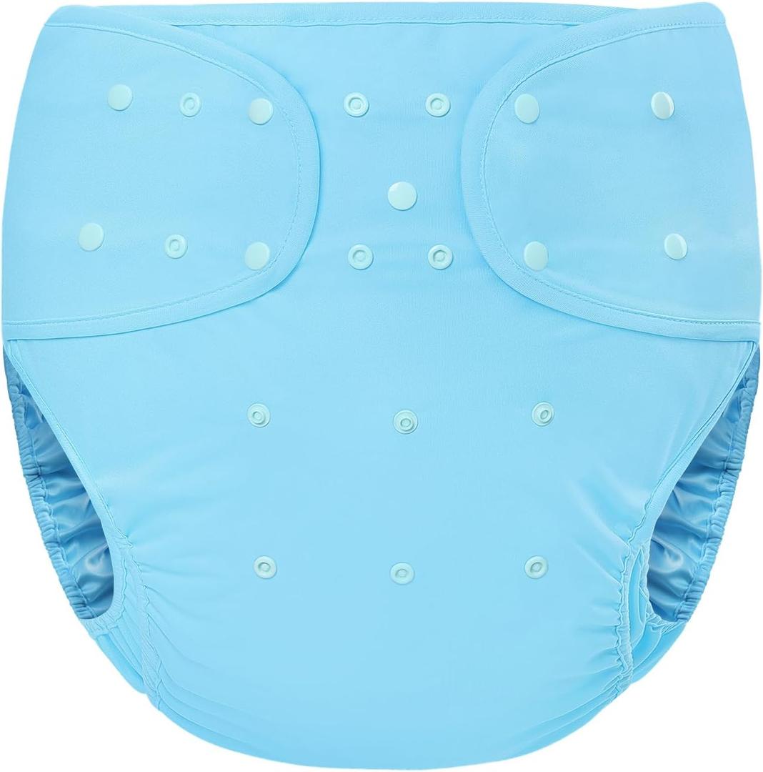 Littleforbig Washable Adjustable Reusable Waterproof Primary Comfort Cloth Adult Diaper Wrap Cover One Size Blue