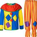Yoroka 5Pcs Kids clown costume set Circus costume Boys and Girls Cosplay Costumes Quick Dress up for Clown