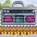 Inflatable Cooler for Parties, Radio Designed Style Inflatable Drink Cooler for Parties, Blow up Party Cooler for 80s90s Party Decorations (2 Pack, Grey Pink)