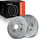 A-Premium 11.81 Inch (300mm) Front Drilled and Slotted Disc Brake Rotors Set Compatible with Select Ford and Lincoln Models - Fusion 2013-2020, MKZ 2013-2016 2-PC Set