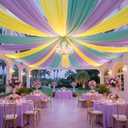 10 Panels 5ft(W) x 20ft(H) Light Purple Ceiling Drapes for Wedding Parties, 60"W x 240"L