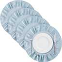 4 Pcs 15 Inch 100% Cotton Scalloped Round Placemats, Thin Light Blue Place Mats with Ruffle, Washable Placemats Table Mats for Kitchen Dining Holiday Gatherings Decor