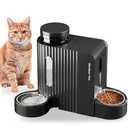 Gardner Pet Automatic Gravity Cat Food Feeder and Water Dispenser Stainless Steel Two-in-One Set Large Capacity Dispenser for Pets Dogs, Puppies, Kittens-(0.8 Gallons x 2)
